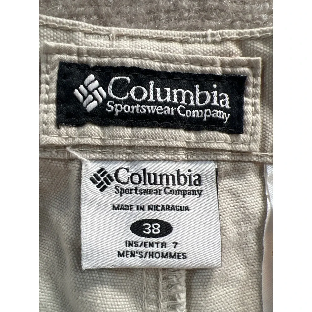Columbia Mens Fossil Beige Cotton Canvas Cargo Shorts 38 XM4244-022 7 Inseam